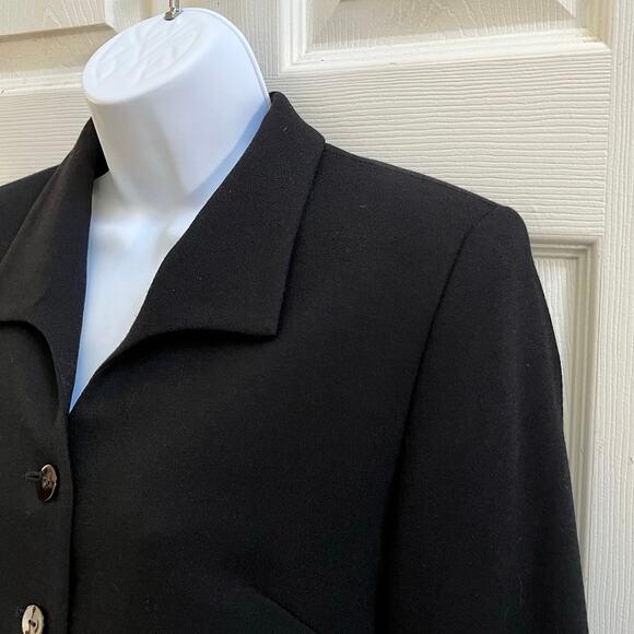 Vintage Pendleton Black Virgin Wool Shoulder Pads Boxy Crop Blazer Size 6 USA - Picture 4 of 13